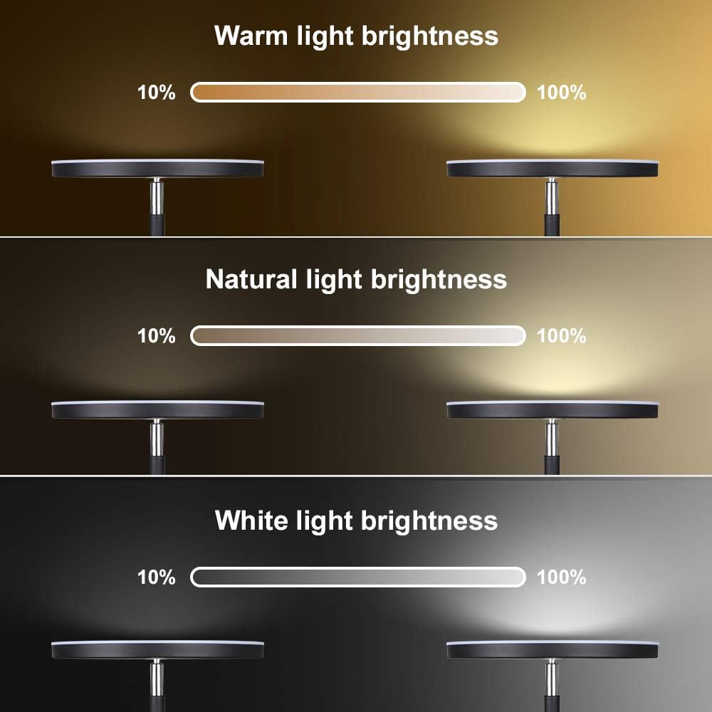 Dimunt Floor Lamp LED Floor Lamps for Living Room Bright Lighting, 27W/2000LM Main Light and 7W/350LM Side Reading Lamp, Adjustable 3 Colors Tall Lamp with Remote & Touch Control
