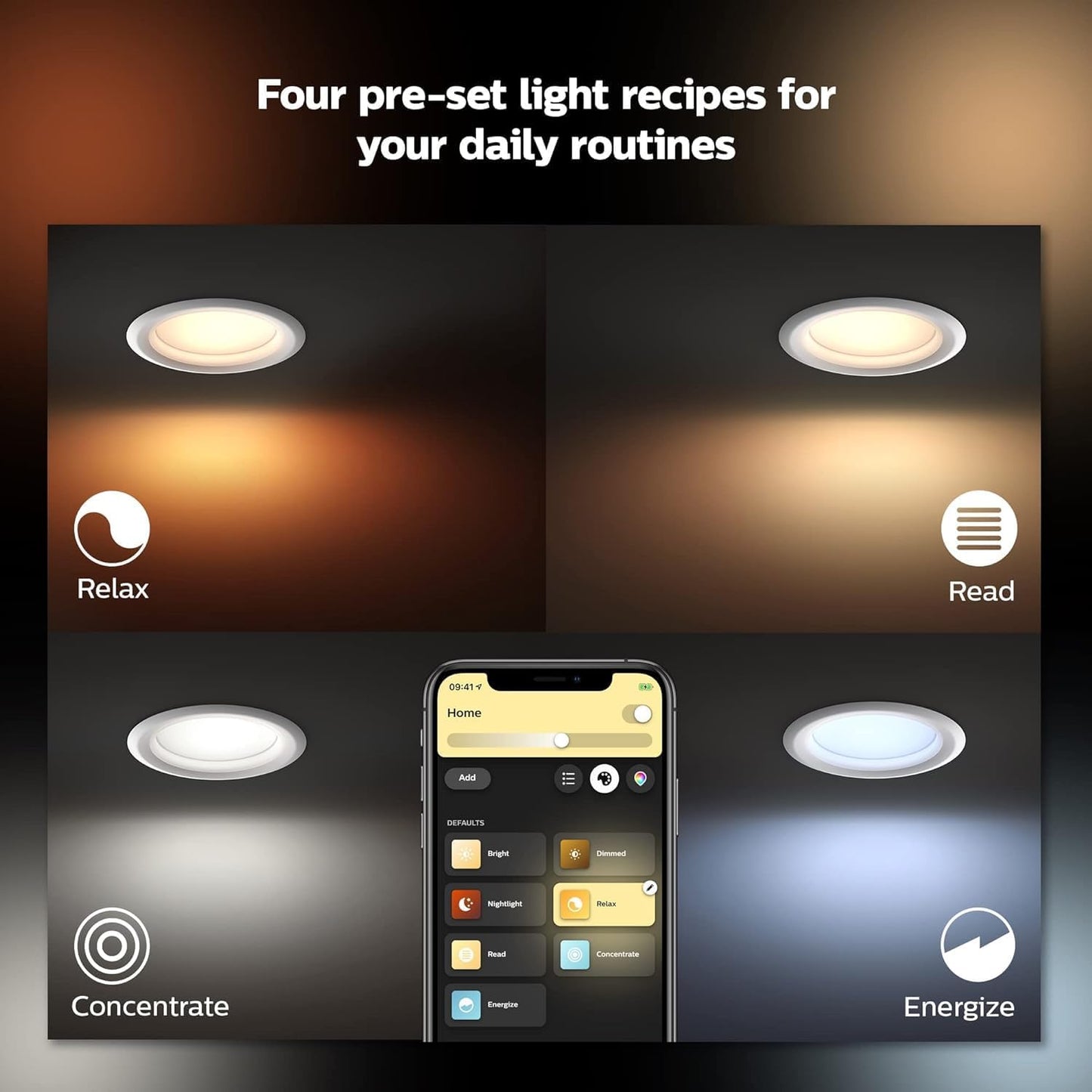 Philips Hue Smart 5/6 Inch LED Downlights, Color-Changing Recessed Lighting, 6 Pack,1100LM, Control with Hue App, Compatible with Alexa, Google Assistant, and Apple HomeKit