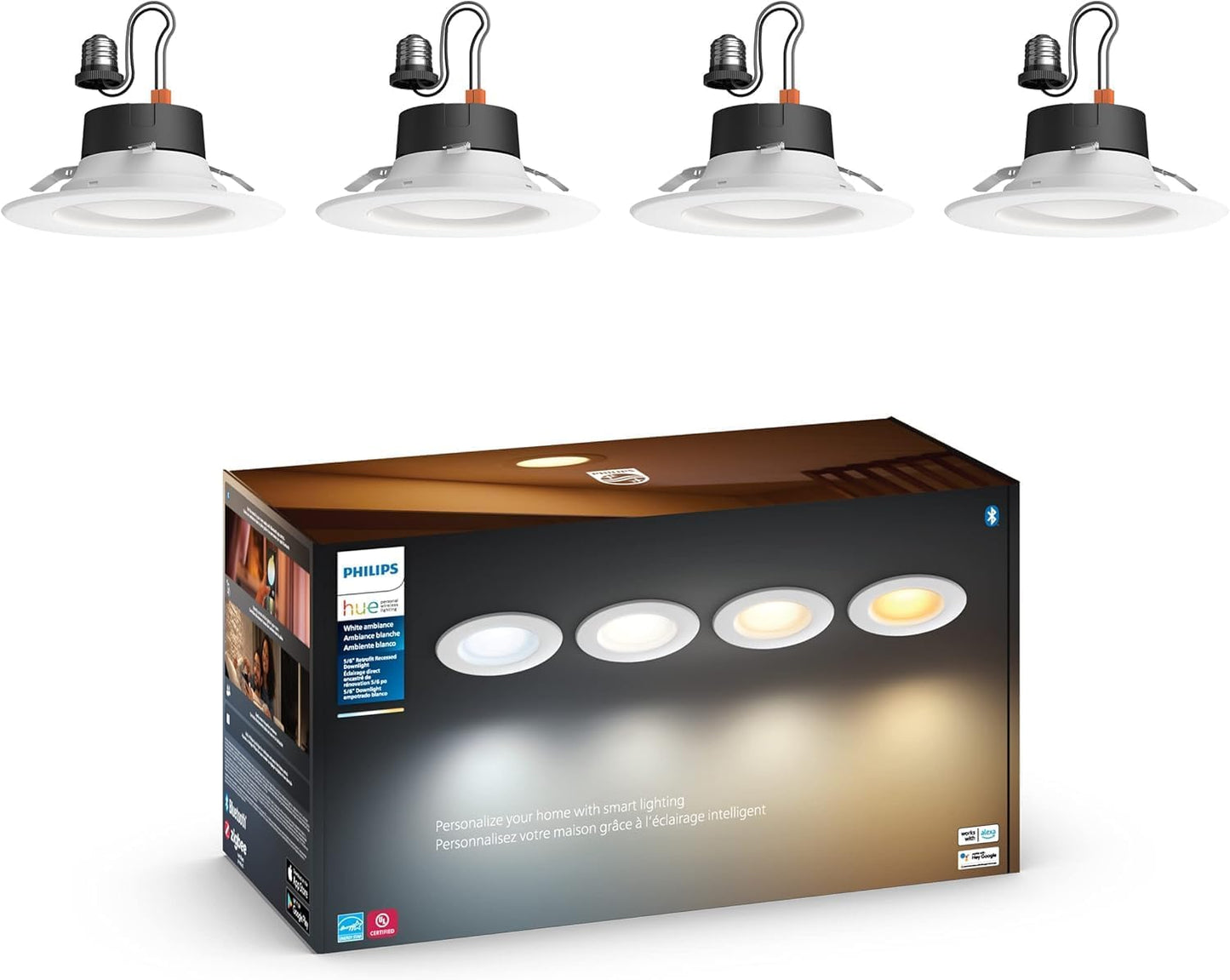 Philips Hue Smart 5/6 Inch LED Downlights, Color-Changing Recessed Lighting, 6 Pack,1100LM, Control with Hue App, Compatible with Alexa, Google Assistant, and Apple HomeKit