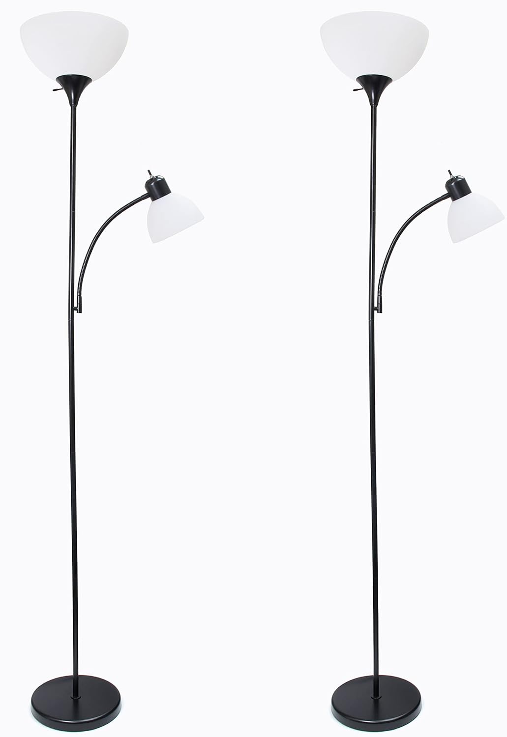 Simple Designs LF2000-SLV Mother-Daughter Floor Lamp with Reading Light, Silver