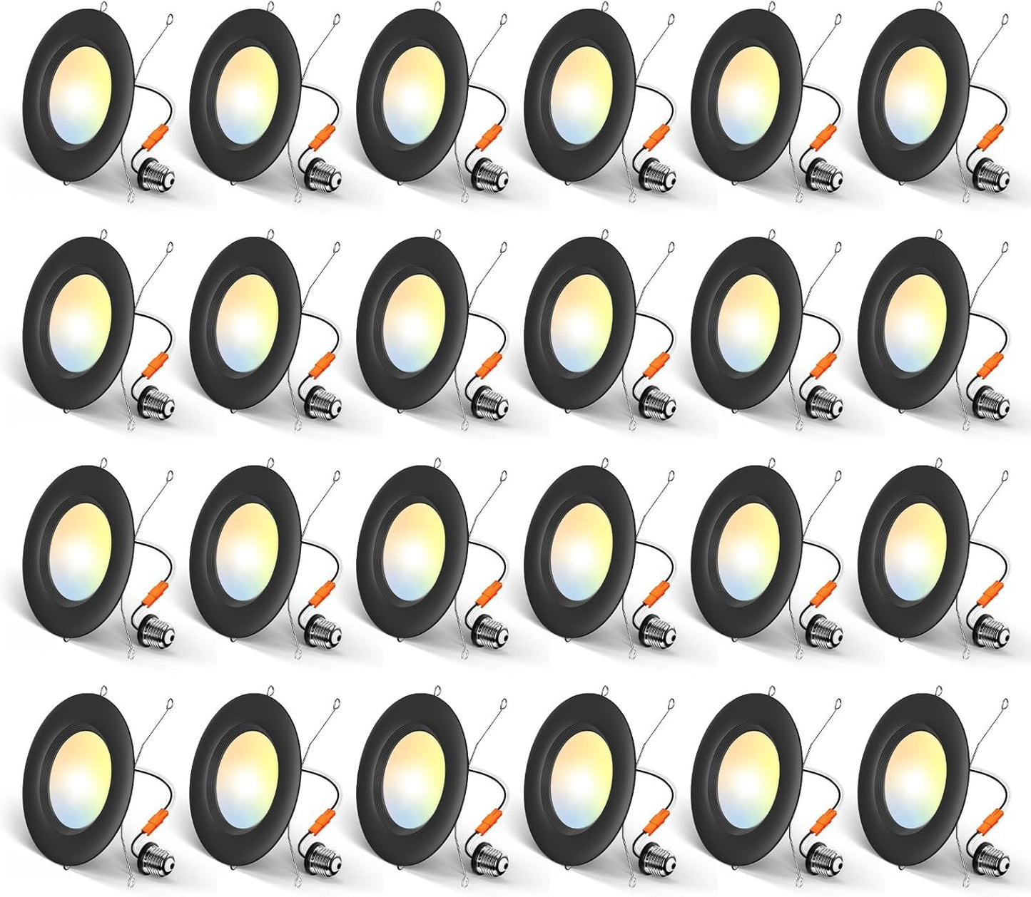 Amico 24 Pack 5/6 inch 5CCT LED Recessed Lighting, Dimmable, 12.5W=100W, 950LM, 2700K/3000K/4000K/5000K/6000K Selectable, Retrofit Can Lights with Baffle Trim, IC Rated - ETL & FCC, White