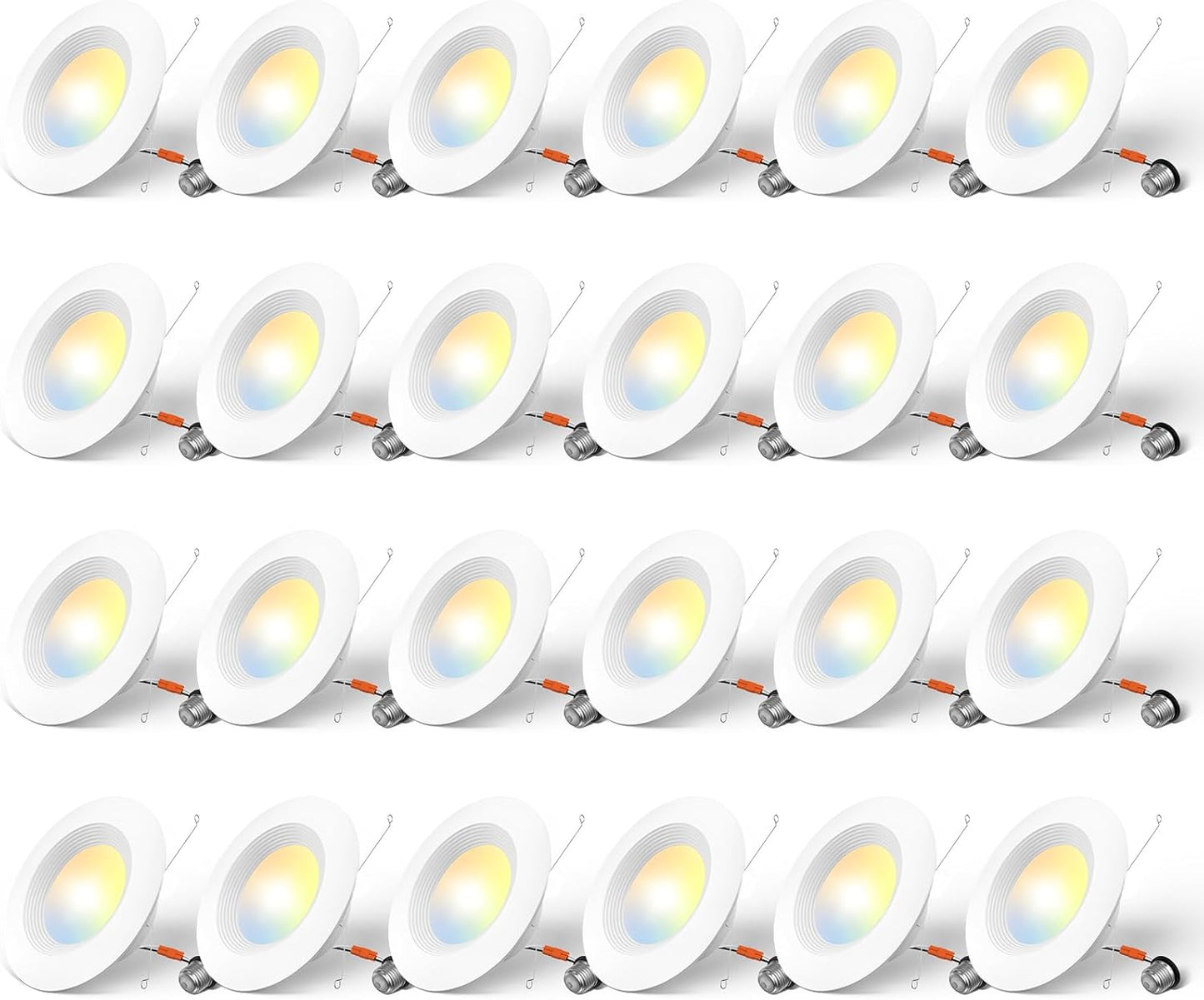 Amico 24 Pack 5/6 inch 5CCT LED Recessed Lighting, Dimmable, 12.5W=100W, 950LM, 2700K/3000K/4000K/5000K/6000K Selectable, Retrofit Can Lights with Baffle Trim, IC Rated - ETL & FCC, White