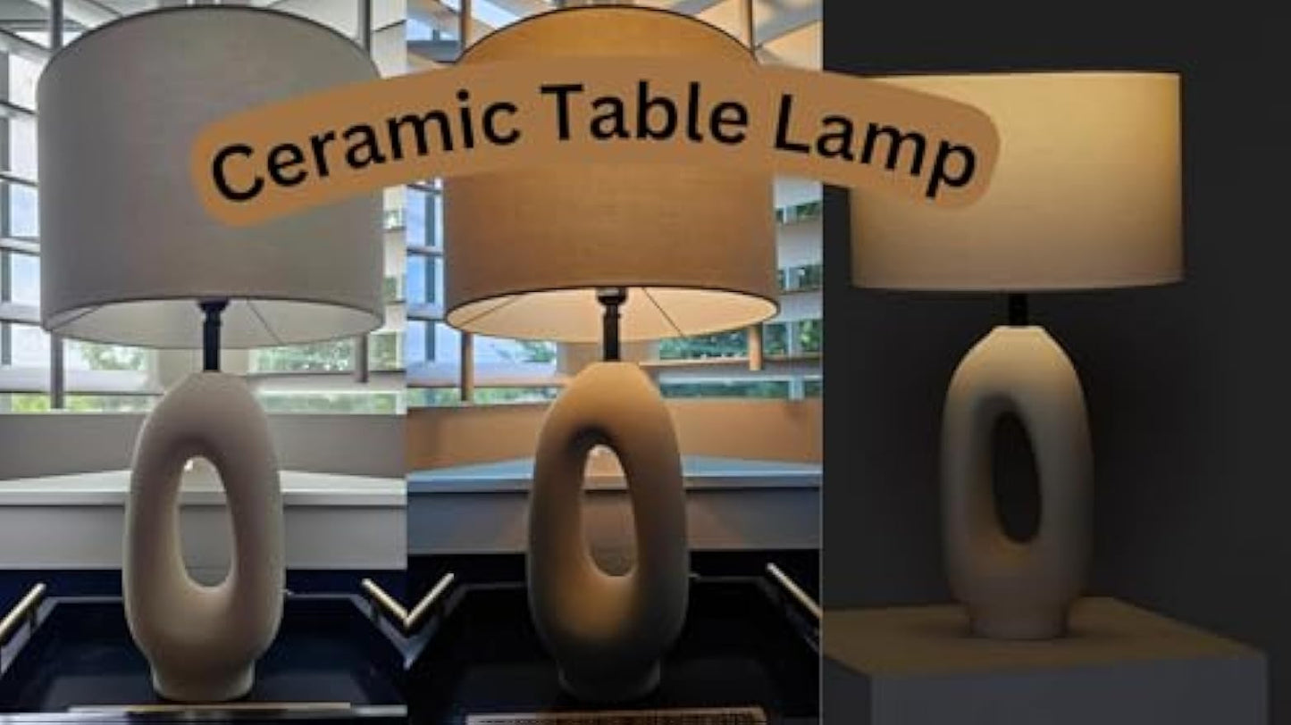 Brightech Artemis LED Table Lamp - Unique Modern Ceramic Lamp for Bedside, Nightstand, Desk - Cozy Night Light with Warm White Light for Living Room, Bedroom