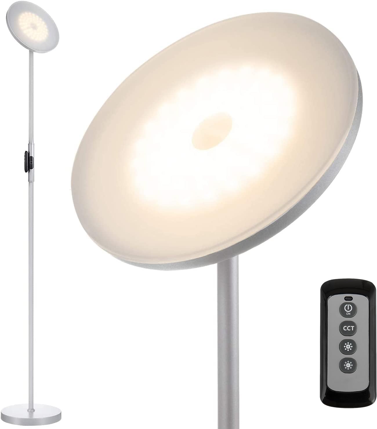 JOOFO Floor Lamp,30W/2400LM Sky LED Modern Torchiere 3 Color Temperatures Super Bright-Tall Standing Pole Light with Remote & Touch Control for Living Room,Bed Room,Office (Black)