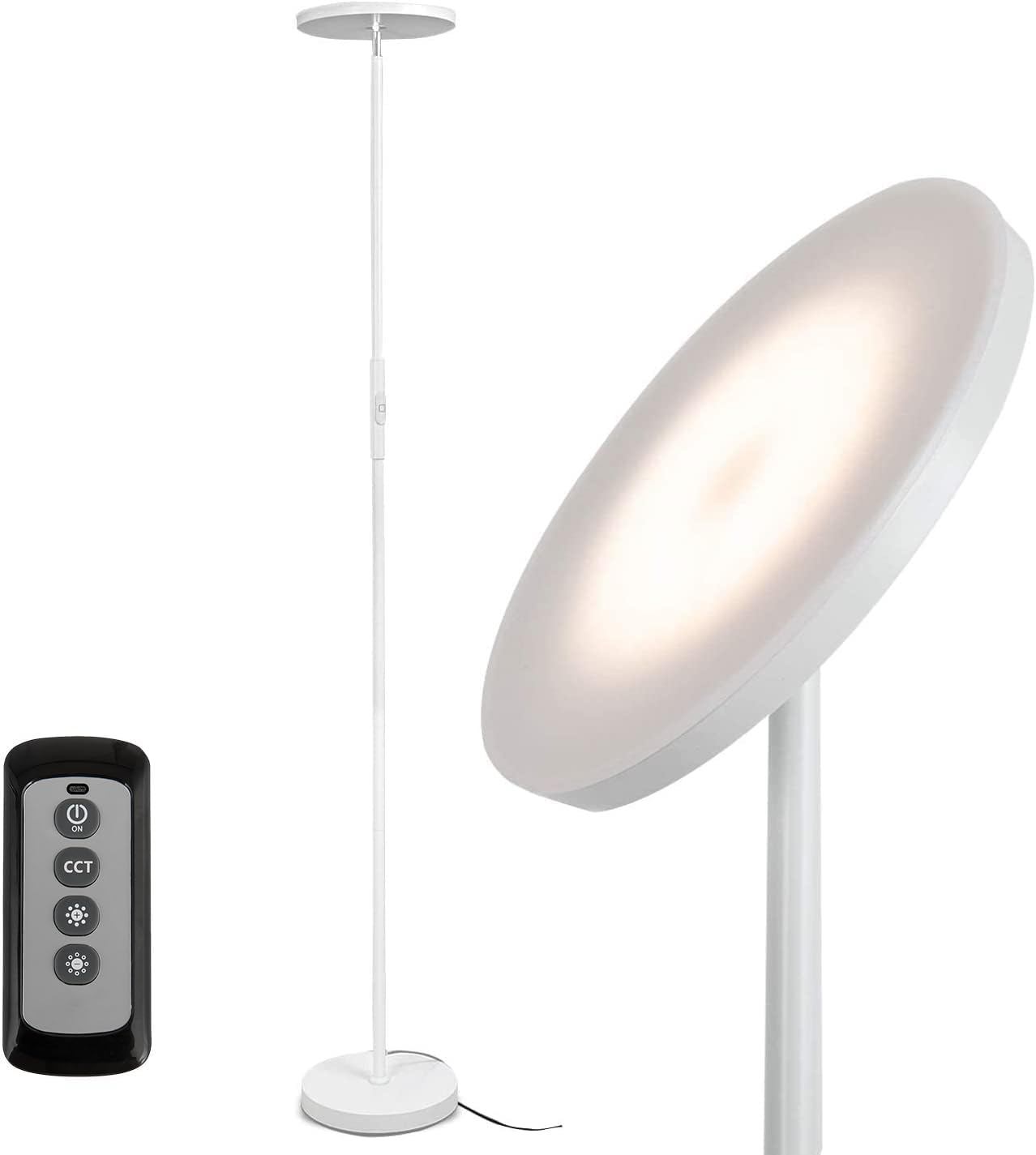 JOOFO Floor Lamp,30W/2400LM Sky LED Modern Torchiere 3 Color Temperatures Super Bright-Tall Standing Pole Light with Remote & Touch Control for Living Room,Bed Room,Office (Black)