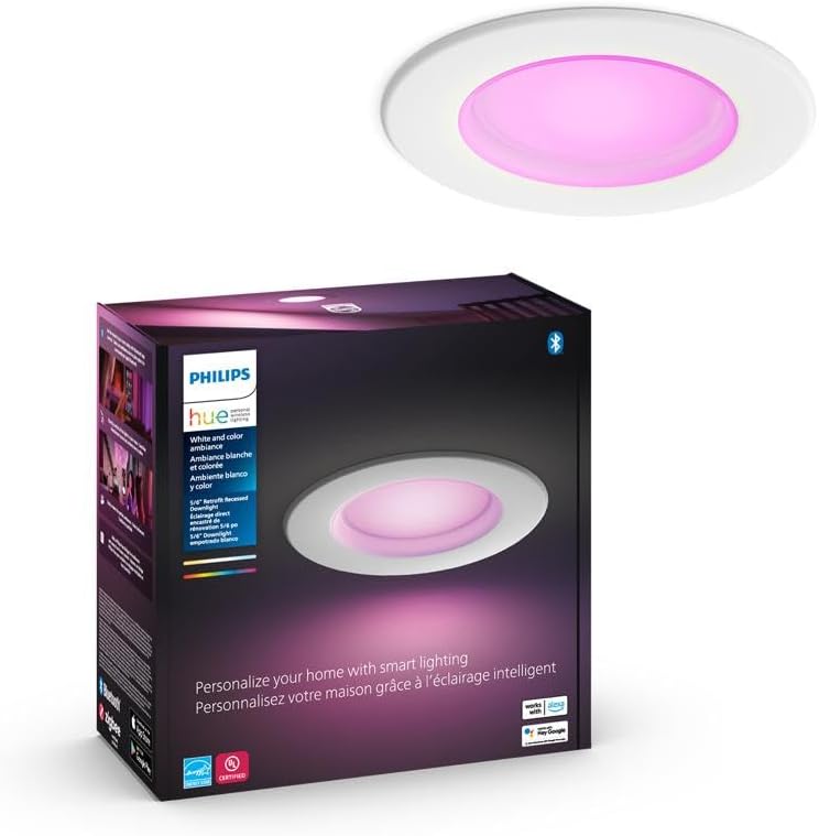 Philips Hue Smart 5/6 Inch LED Downlights, Color-Changing Recessed Lighting, 6 Pack,1100LM, Control with Hue App, Compatible with Alexa, Google Assistant, and Apple HomeKit