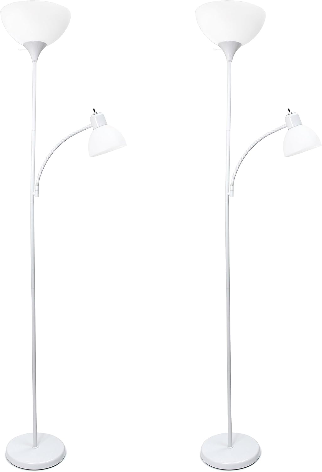 Simple Designs LF2000-SLV Mother-Daughter Floor Lamp with Reading Light, Silver