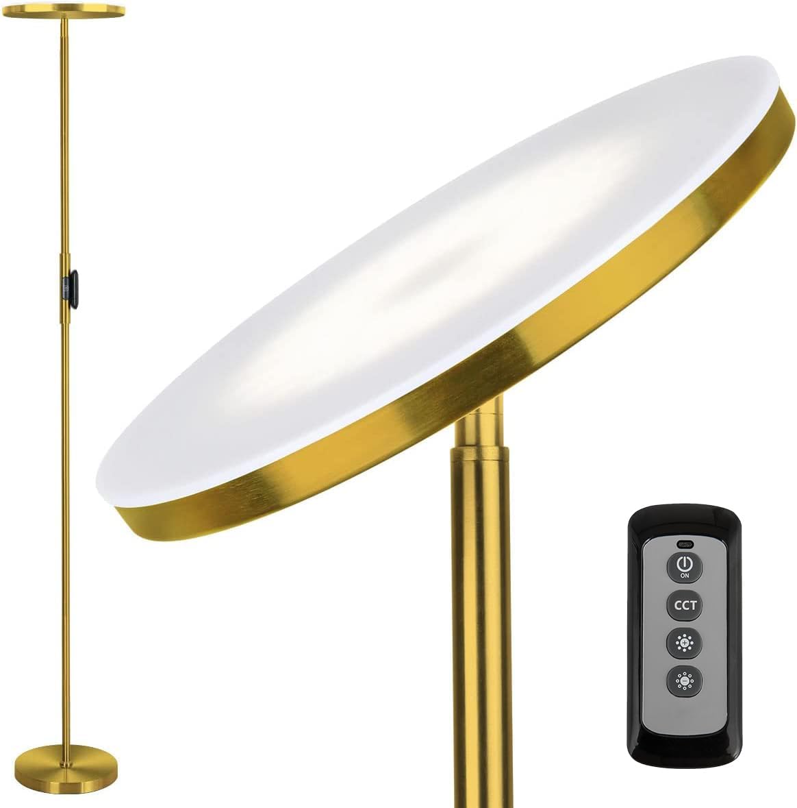 JOOFO Floor Lamp,30W/2400LM Sky LED Modern Torchiere 3 Color Temperatures Super Bright-Tall Standing Pole Light with Remote & Touch Control for Living Room,Bed Room,Office (Black)