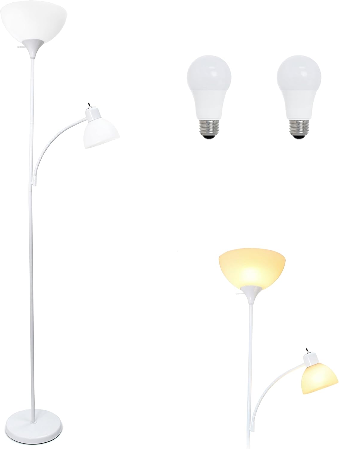 Simple Designs LF2000-SLV Mother-Daughter Floor Lamp with Reading Light, Silver