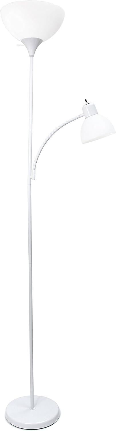 Simple Designs LF2000-SLV Mother-Daughter Floor Lamp with Reading Light, Silver