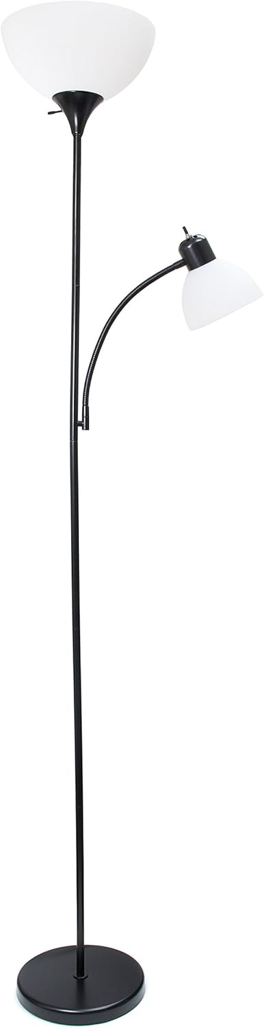 Simple Designs LF2000-SLV Mother-Daughter Floor Lamp with Reading Light, Silver