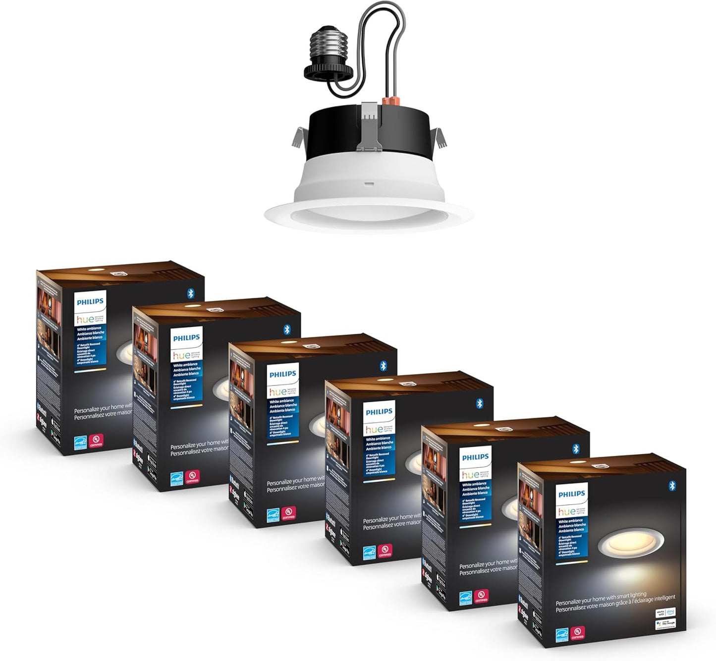 Philips Hue Smart 5/6 Inch LED Downlights, Color-Changing Recessed Lighting, 6 Pack,1100LM, Control with Hue App, Compatible with Alexa, Google Assistant, and Apple HomeKit