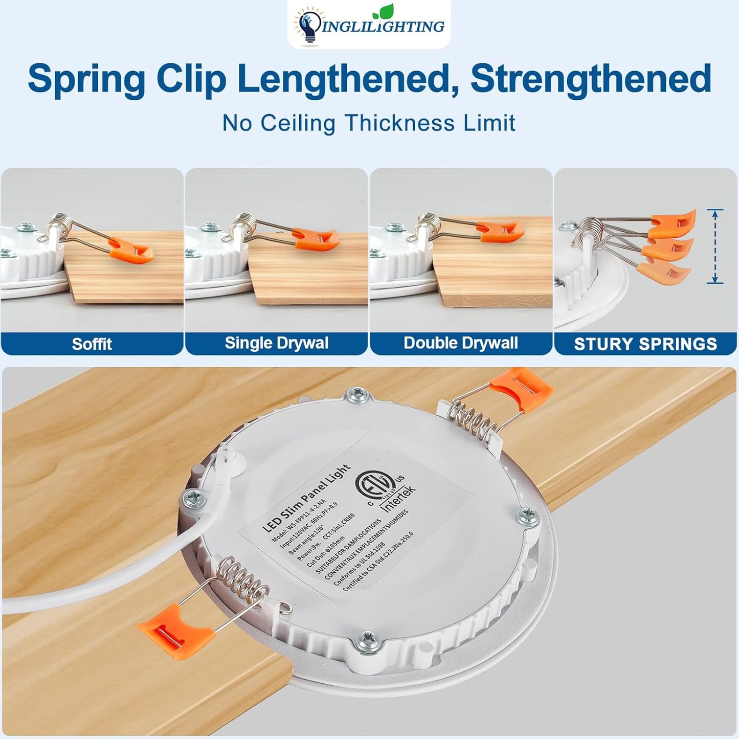 DLLT LED Recessed Ceiling Light: 24 Pack 6 Inch Slim Recessed Lighting for Kitchen - 5CCT Dimmable Canless Wafer Downlight for Living Room - 725LM Brightness 12W 120V Can Lights for Bedroom ETL FCC