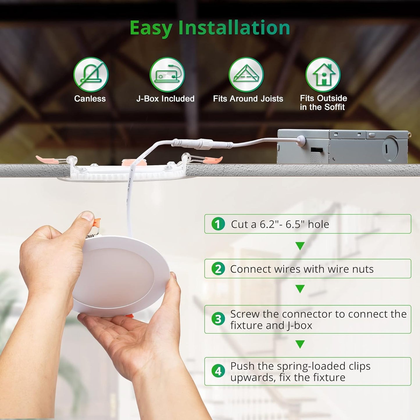 LEDIARY 24 Pack 6CCT LED Recessed Lighting 6 inch, 2500K-5000K Selectable Recessed Light Fixtures, 1100LM High Brightness, 12W Eqv 110W, Dimmable Can Lights with Junction Box - IC Rated, ETL