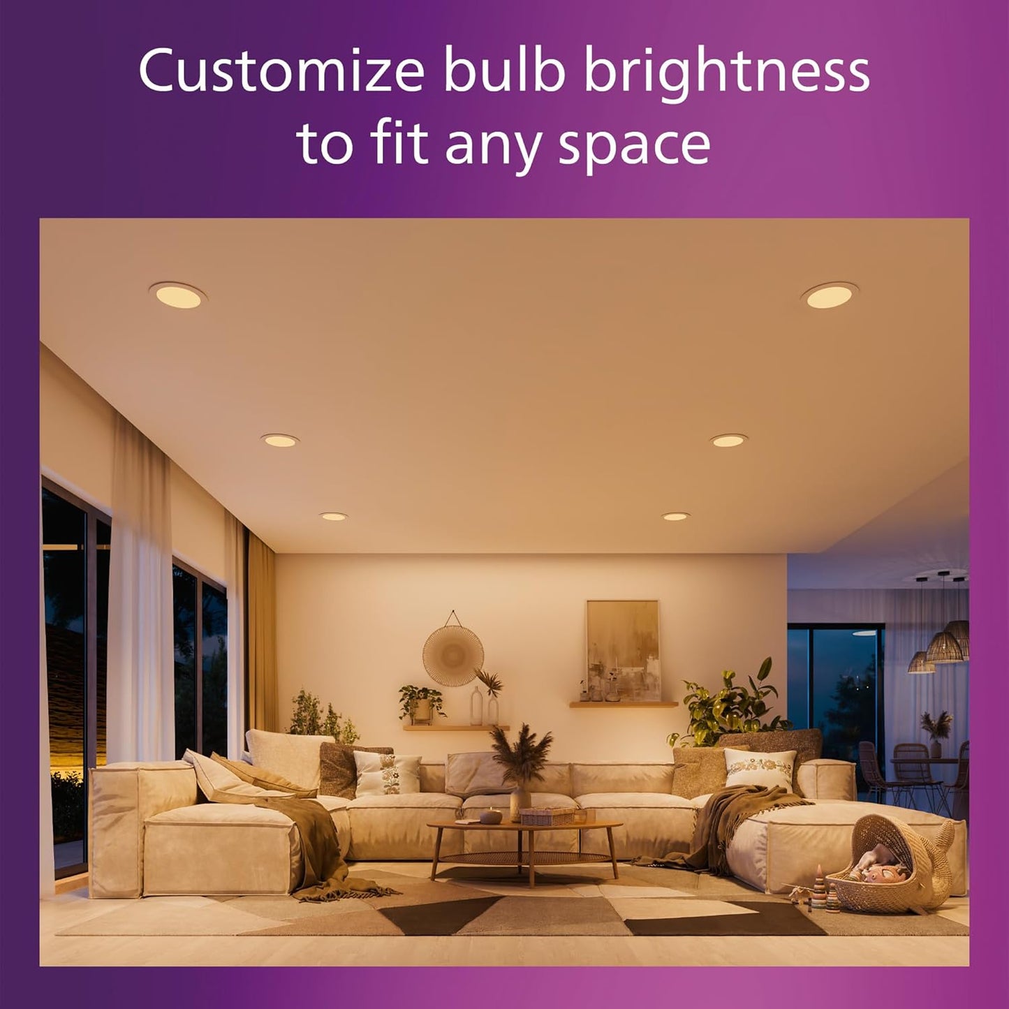 LED Philips 60W Slim 6-inch Canless Downlight 12-Pack Selectable White Multi-CCT 1000 Lumen (12.5W = 60W) Dimmable No Housing Required