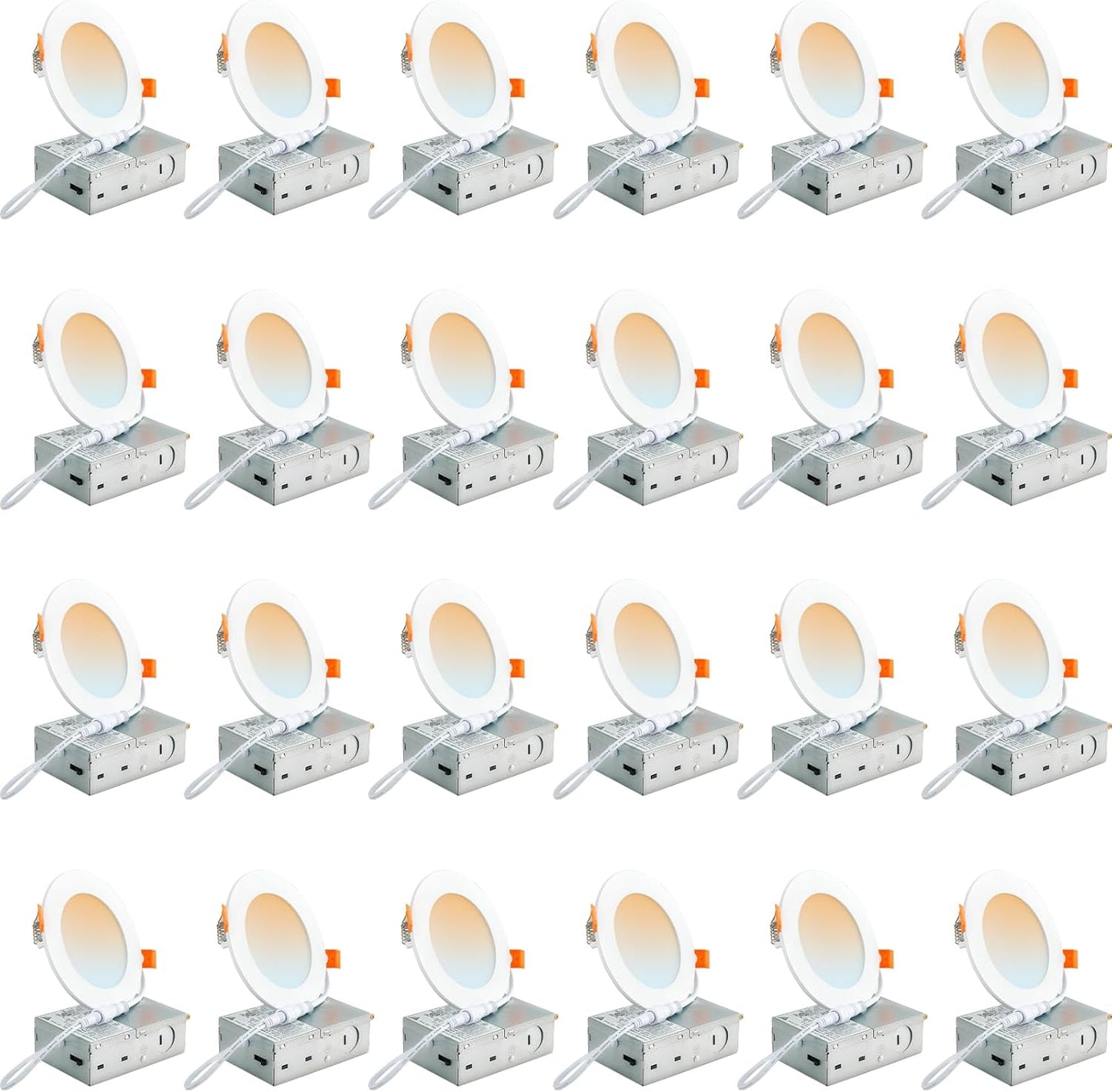 DLLT LED Recessed Ceiling Light: 24 Pack 6 Inch Slim Recessed Lighting for Kitchen - 5CCT Dimmable Canless Wafer Downlight for Living Room - 725LM Brightness 12W 120V Can Lights for Bedroom ETL FCC