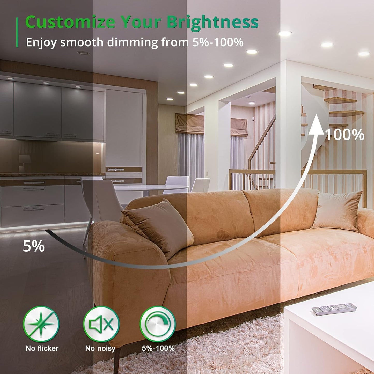LEDIARY 24 Pack 6CCT LED Recessed Lighting 6 inch, 2500K-5000K Selectable Recessed Light Fixtures, 1100LM High Brightness, 12W Eqv 110W, Dimmable Can Lights with Junction Box - IC Rated, ETL